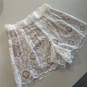 Elliatt White Lace High Waist Shorts
